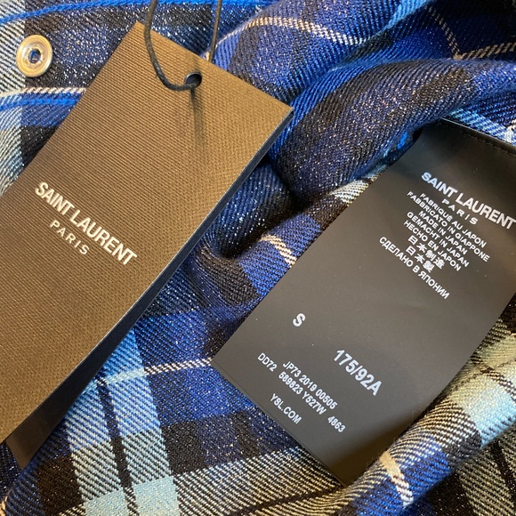 SOLD♦️SAINT LAURENT Metallic Plaid Shirt $690 - Picture 3 of 6